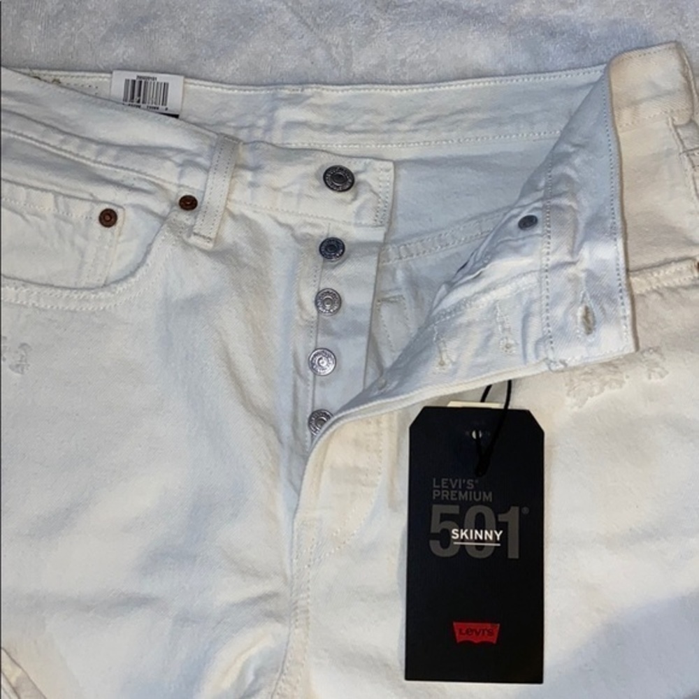 WOMEN’S PREMIUM LEVIS 501 SKINNY HIGH RISE WHITE SIZE 31 - Picture 3 of 8